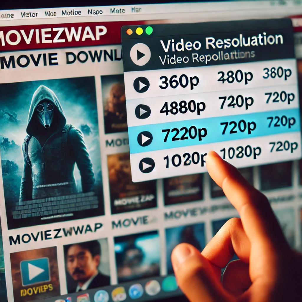 User choosing 720p HD resolution on MoviezWap download page