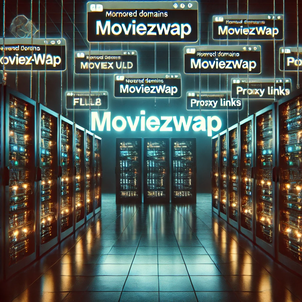 Server room powering MoviezWap with floating pop-up ads and proxy domain links