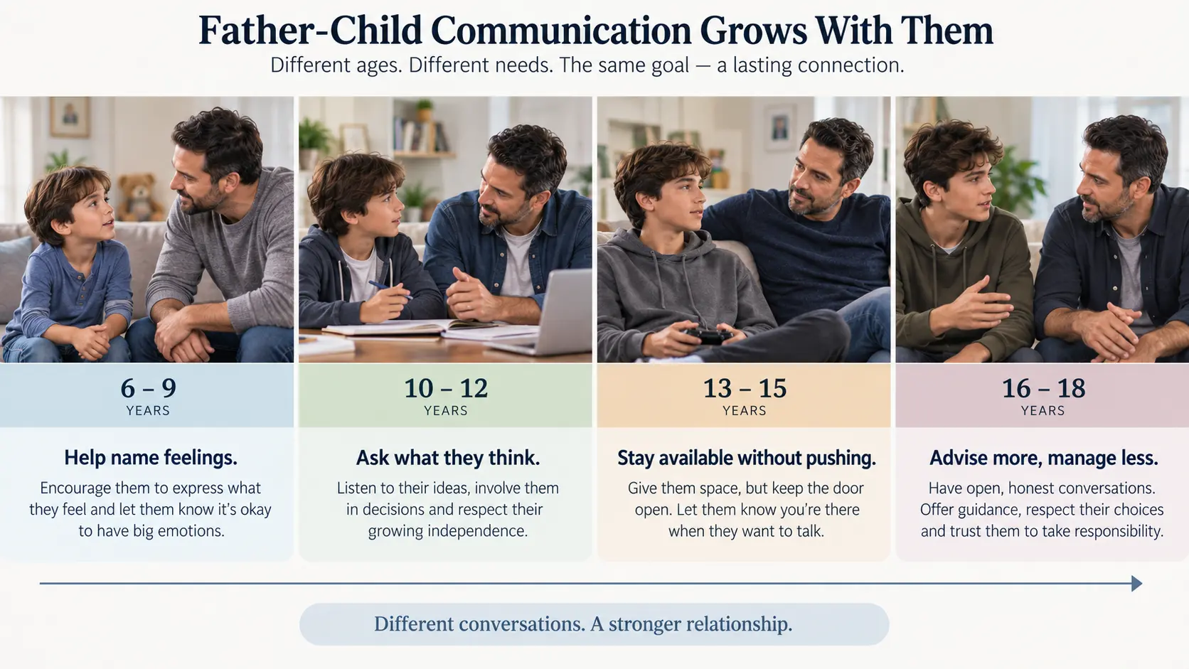 How father-child communication changes as children grow