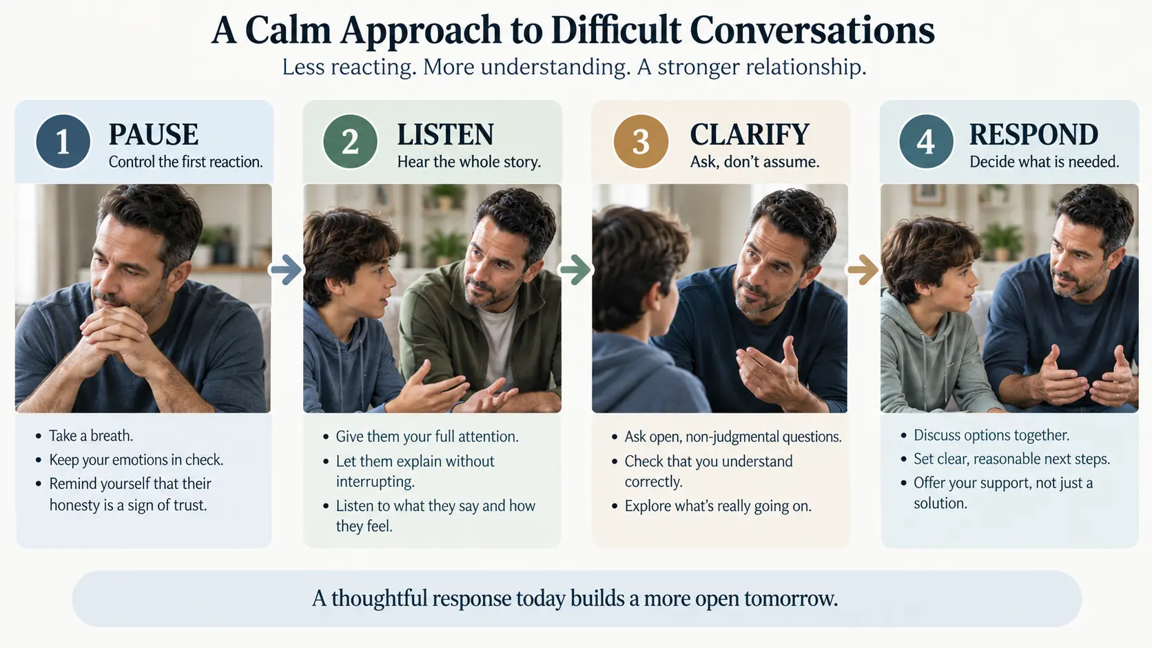 Four steps for fathers handling difficult conversations with children